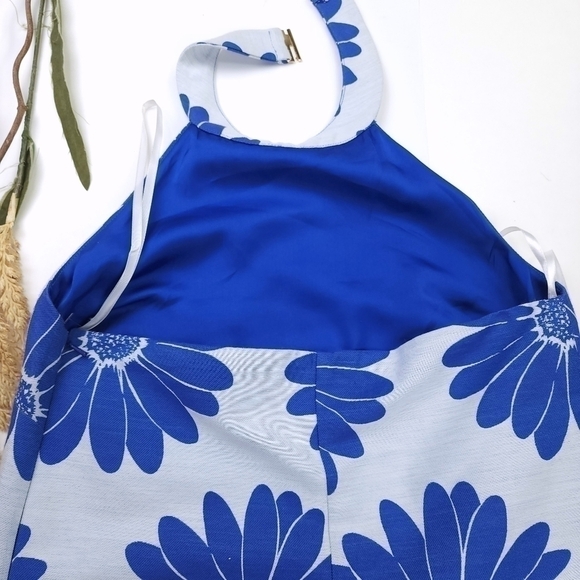 Anthropologie Hutck Blue Floral Halter Top Sleeveless Dress Sz S - Picture 12 of 16